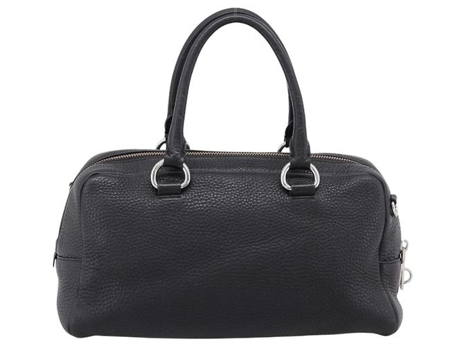 Sac à main PRADA en cuir noir argent Auth ep16195A Argenté - vue 2