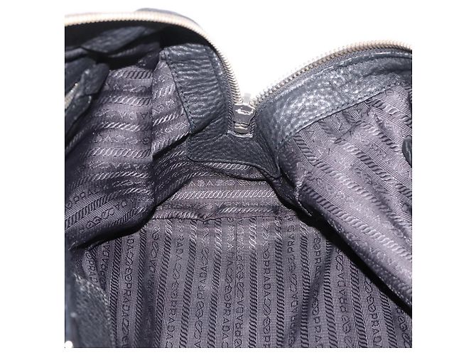 Sac à main PRADA en cuir noir argent Auth ep16195A Argenté - vue 20