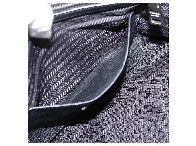 Sac à main PRADA en cuir noir argent Auth ep16195A Argenté - vue 24