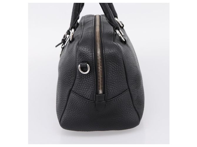 Sac à main PRADA en cuir noir argent Auth ep16195A Argenté - vue 4