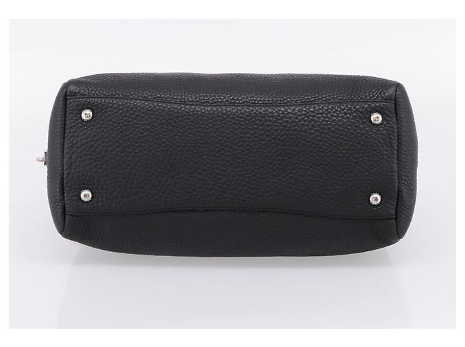 Sac à main PRADA en cuir noir argent Auth ep16195A Argenté - vue 5
