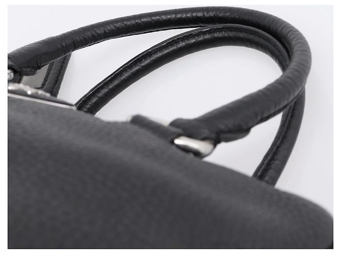 Sac à main PRADA en cuir noir argent Auth ep16195A Argenté - vue 8