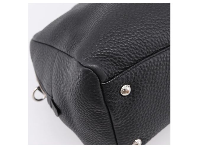 Sac à main PRADA en cuir noir argent Auth ep16195A Argenté - vue 9