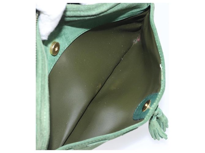 Céline CELINE Schultertasche Suede Green Gold Tone Auth gh2386 Grün - Ansicht 25