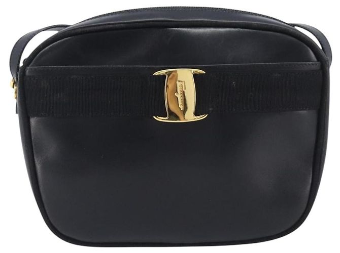 Borsa a tracolla Salvatore Ferragamo Vala in pelle nera e oro Auth bs37160 Nero - vista 13