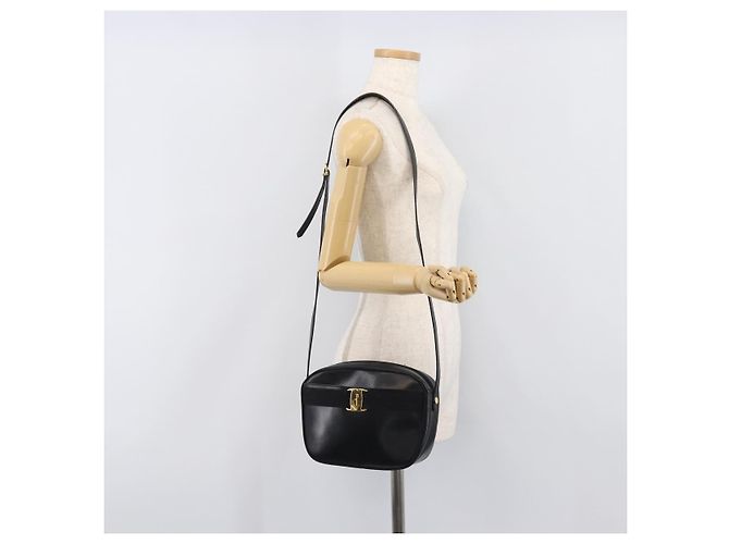 Borsa a tracolla Salvatore Ferragamo Vala in pelle nera e oro Auth bs37160 Nero - vista 27