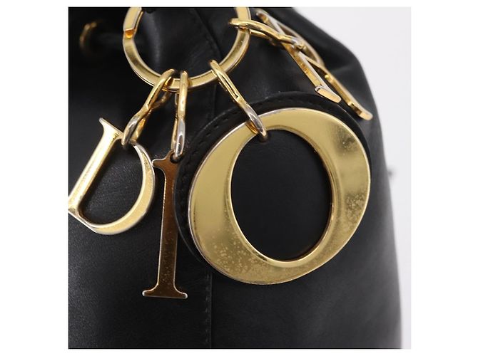 Zaino Christian Dior in pelle nera e oro Auth 204161A Nero D'oro - vista 10