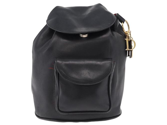 Zaino Christian Dior in pelle nera e oro Auth 204161A Nero D'oro - vista 13