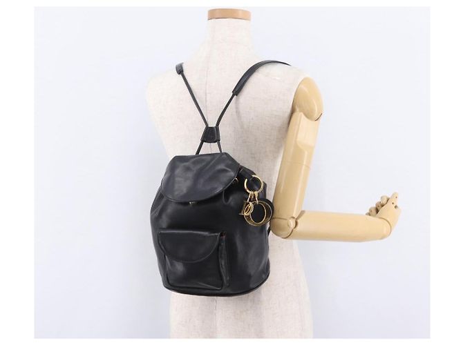 Zaino Christian Dior in pelle nera e oro Auth 204161A Nero D'oro - vista 27