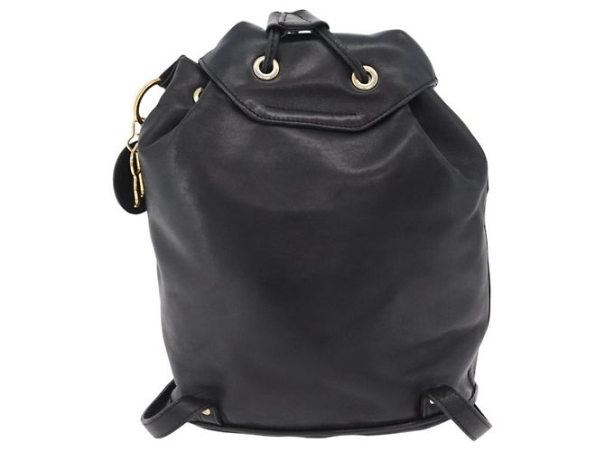 Zaino Christian Dior in pelle nera e oro Auth 204161A Nero D'oro - vista 3