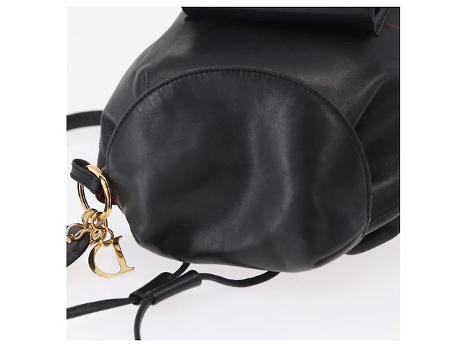 Zaino Christian Dior in pelle nera e oro Auth 204161A Nero D'oro - vista 7