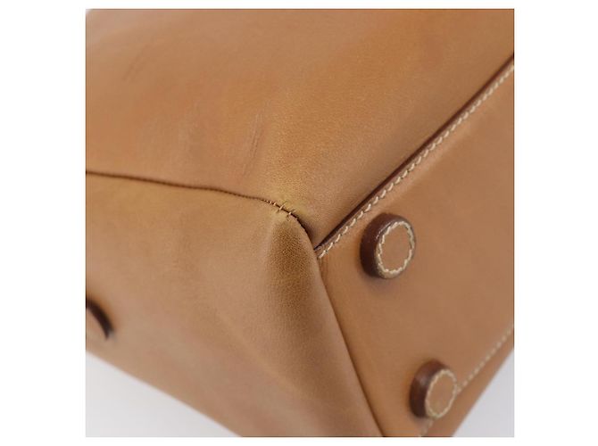 Sac à main PRADA en cuir marron ton or Auth bs37098 - vue 16