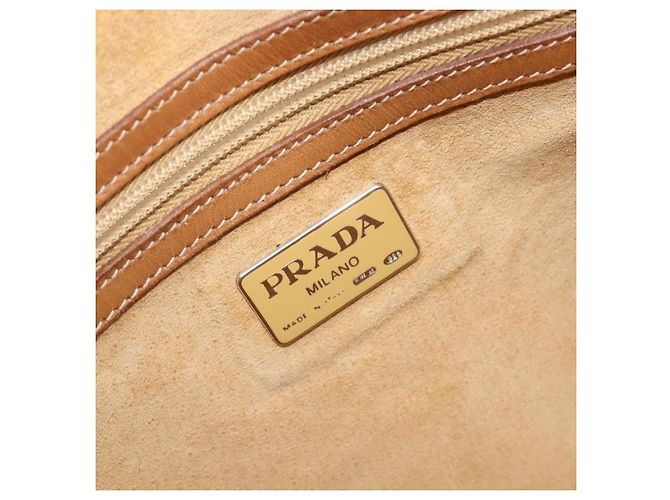 Sac à main PRADA en cuir marron ton or Auth bs37098 - vue 19
