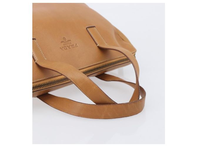 Sac à main PRADA en cuir marron ton or Auth bs37098 - vue 7