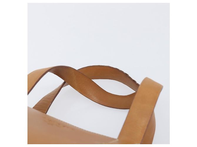 Sac à main PRADA en cuir marron ton or Auth bs37098 - vue 8