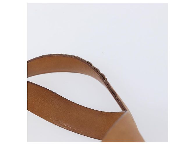 Sac à main PRADA en cuir marron ton or Auth bs37098 - vue 9