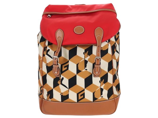 GUCCI Interlocking G Medium Rucksack Nylon Brown Silver 696013 Auth 205808A Braun Silber - Ansicht 13