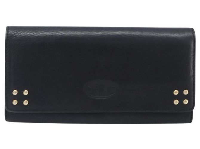 Céline Cartera larga CELINE de cuero dorado negro auténtica bs37228 - vista 13