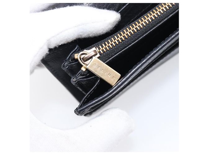 Céline Cartera larga CELINE de cuero dorado negro auténtica bs37228 - vista 22
