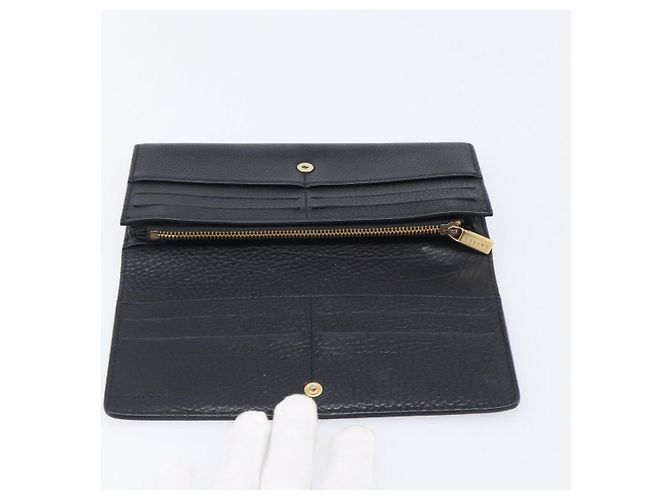 Céline Cartera larga CELINE de cuero dorado negro auténtica bs37228 - vista 9