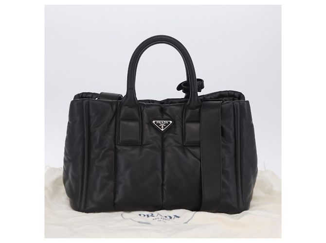 Bolso Tote PRADA Nappa Bomber de piel 2way Negro Plata Auth 204049M - vista 12