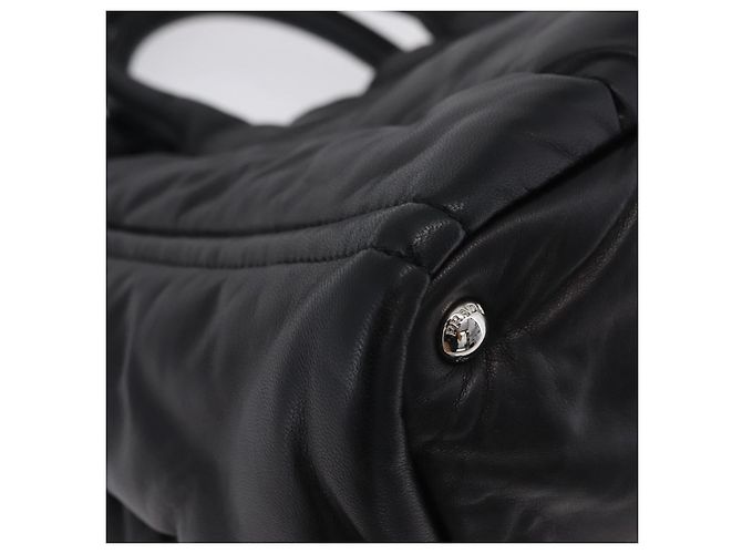 Bolso Tote PRADA Nappa Bomber de piel 2way Negro Plata Auth 204049M - vista 19