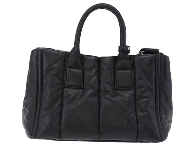 Bolso Tote PRADA Nappa Bomber de piel 2way Negro Plata Auth 204049M - vista 2