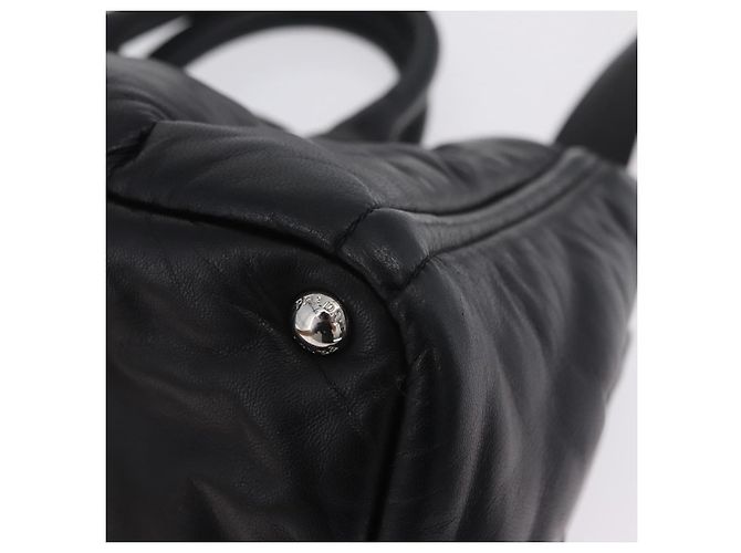 Bolso Tote PRADA Nappa Bomber de piel 2way Negro Plata Auth 204049M - vista 20