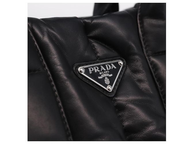 Bolso Tote PRADA Nappa Bomber de piel 2way Negro Plata Auth 204049M - vista 24