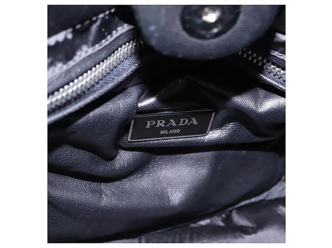 Bolso Tote PRADA Nappa Bomber de piel 2way Negro Plata Auth 204049M - vista 25