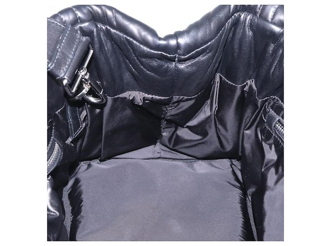 Bolso Tote PRADA Nappa Bomber de piel 2way Negro Plata Auth 204049M - vista 26