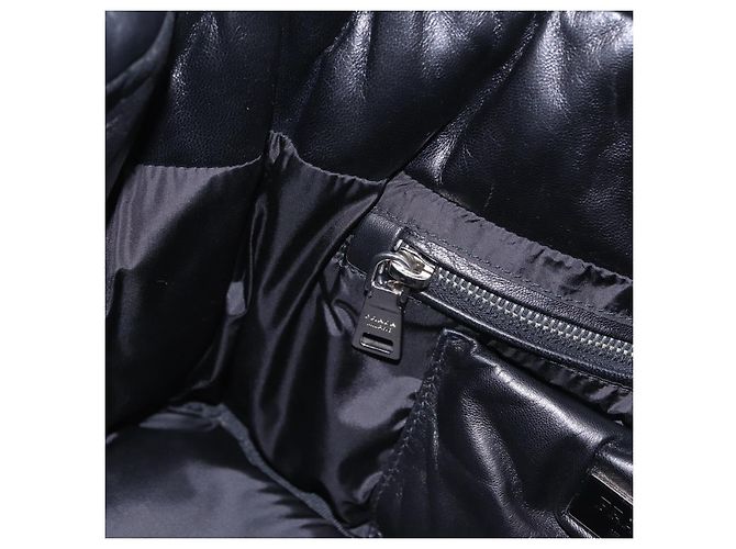 Bolso Tote PRADA Nappa Bomber de piel 2way Negro Plata Auth 204049M - vista 28