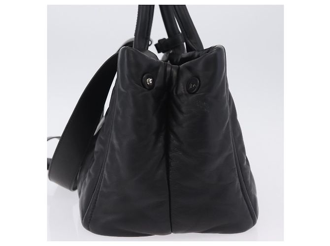 Bolso Tote PRADA Nappa Bomber de piel 2way Negro Plata Auth 204049M - vista 3