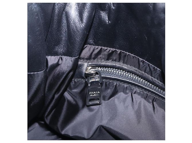Bolso Tote PRADA Nappa Bomber de piel 2way Negro Plata Auth 204049M - vista 30