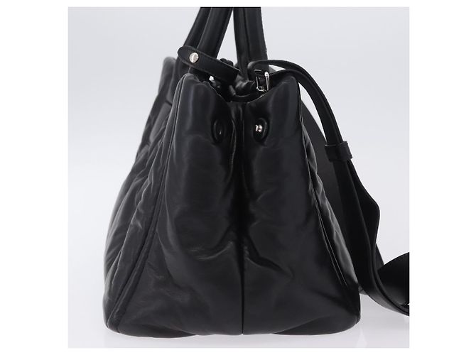 Bolso Tote PRADA Nappa Bomber de piel 2way Negro Plata Auth 204049M - vista 5