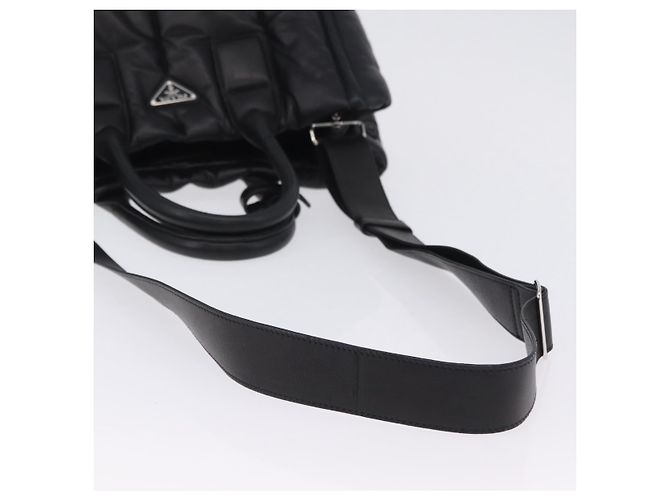 Bolso Tote PRADA Nappa Bomber de piel 2way Negro Plata Auth 204049M - vista 8