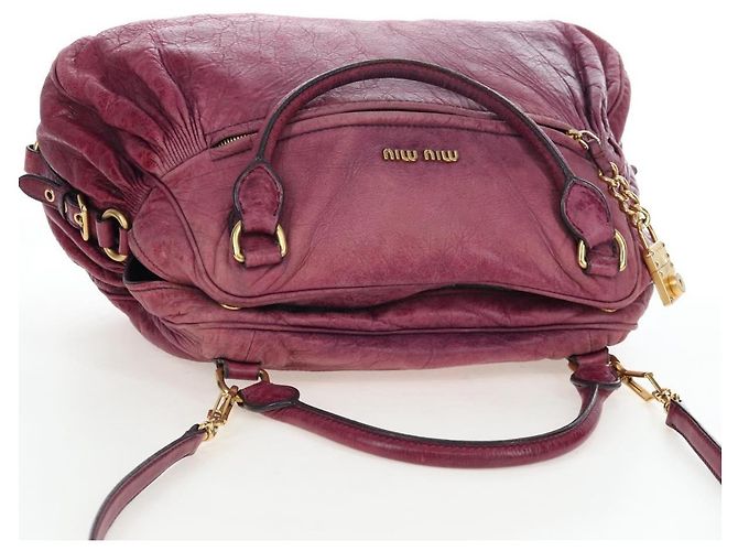 Bolsa de Mão Miu Miu em Couro 2way Rosa Ouro Auth bs37189 Dourado - vista 14