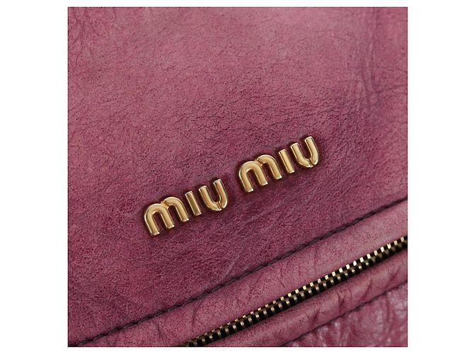 Bolsa de Mão Miu Miu em Couro 2way Rosa Ouro Auth bs37189 Dourado - vista 23