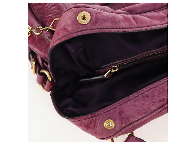 Bolsa de Mão Miu Miu em Couro 2way Rosa Ouro Auth bs37189 Dourado - vista 27