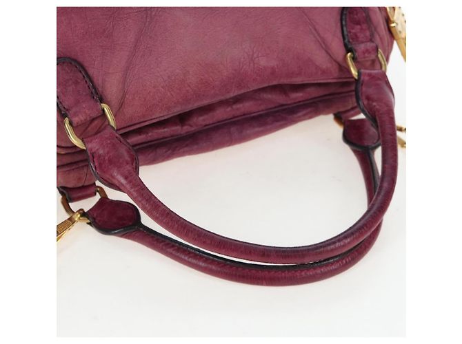 Bolsa de Mão Miu Miu em Couro 2way Rosa Ouro Auth bs37189 Dourado - vista 7