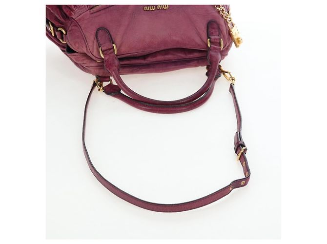 Bolsa de Mão Miu Miu em Couro 2way Rosa Ouro Auth bs37189 Dourado - vista 9