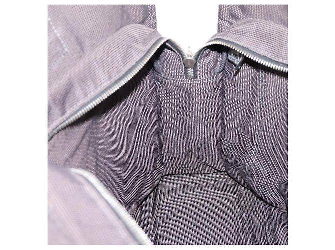 Hermès HERMES Her Line Tote MM Tote Bag Canvas Gray Silver Auth bs37333 Castaño Plata - vista 17