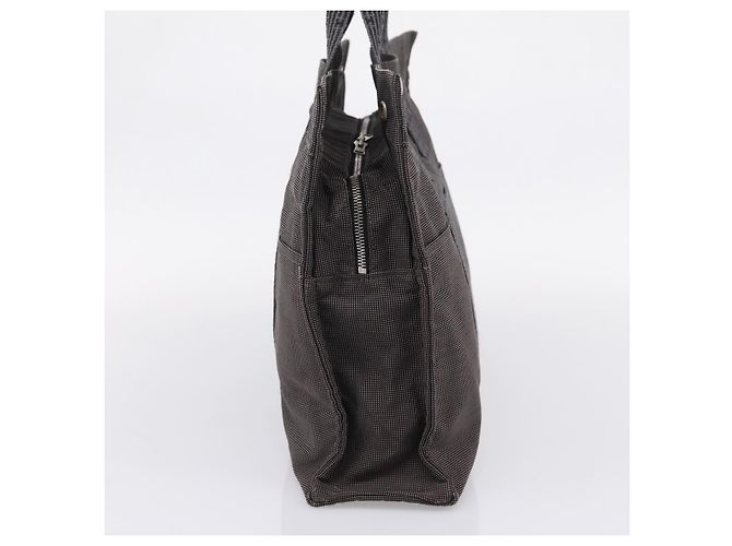 Hermès HERMES Her Line Tote MM Tote Bag Canvas Gray Silver Auth bs37333 Castaño Plata - vista 3