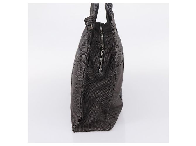 Hermès HERMES Her Line Tote MM Tote Bag Canvas Gray Silver Auth bs37333 Castaño Plata - vista 4