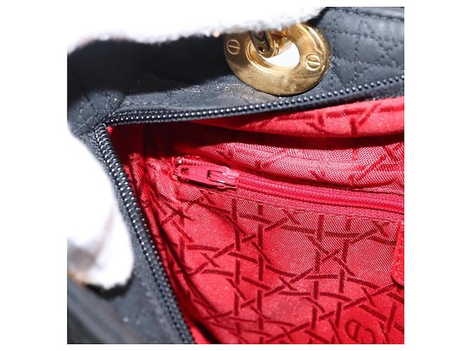 Bolsa de mão Christian Dior Lady Dior Canage Canvas Black Gold Auth ep16219 Preto Dourado - vista 22
