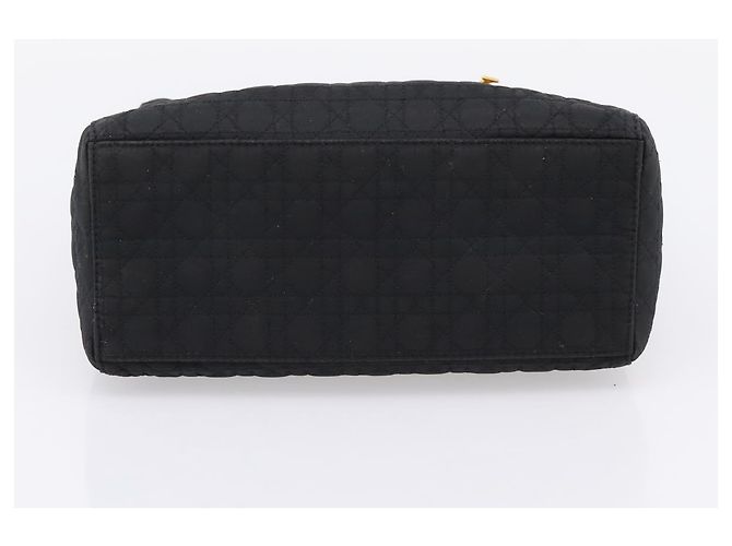 Bolsa de mão Christian Dior Lady Dior Canage Canvas Black Gold Auth ep16219 Preto Dourado - vista 5