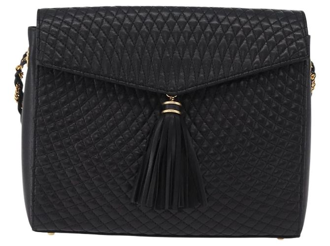 Bolsa de Ombro com Corrente Bally em Couro Preto e Dourado Auth BA16168 - vista 13