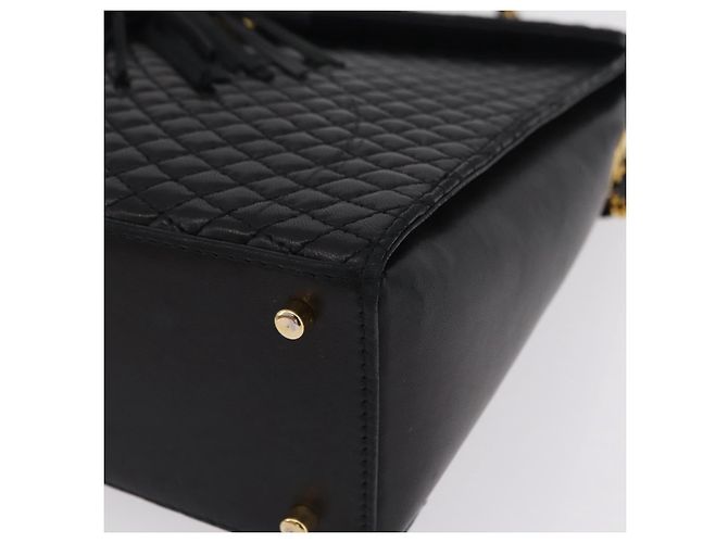 Bolsa de Ombro com Corrente Bally em Couro Preto e Dourado Auth BA16168 - vista 14