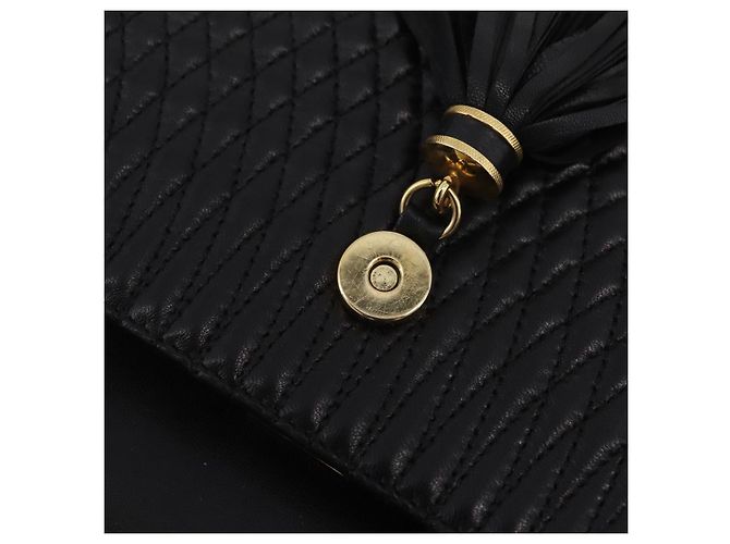Bolsa de Ombro com Corrente Bally em Couro Preto e Dourado Auth BA16168 - vista 18