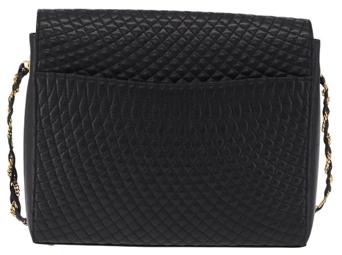Bolsa de Ombro com Corrente Bally em Couro Preto e Dourado Auth BA16168 - vista 2